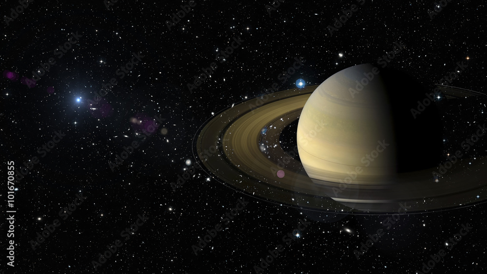 Wall mural planet saturn in outer space. elements of this image furnished by nasa