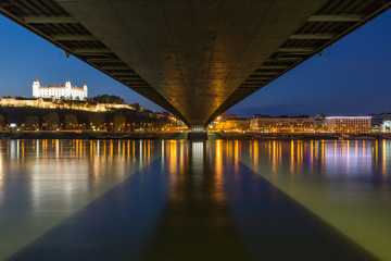 Evening cityscape of Bratislava, the capital of Slovakia, Europe