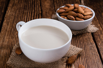 Obraz na płótnie Canvas Fresh made Almond Milk (selective focus)