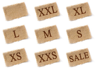 Size labels fabric set