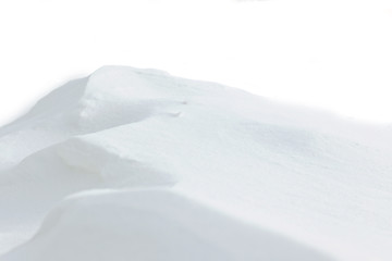 Fototapeta na wymiar Beautiful natural snowdrift with white background