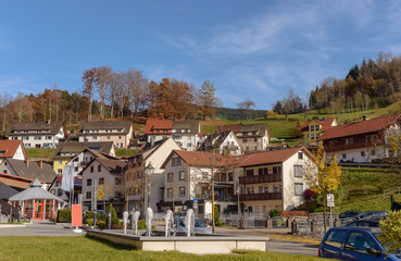 Typical, authentic village with cozy houses of the countryside in the Germany.