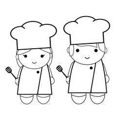 doodle woman and man - chef
