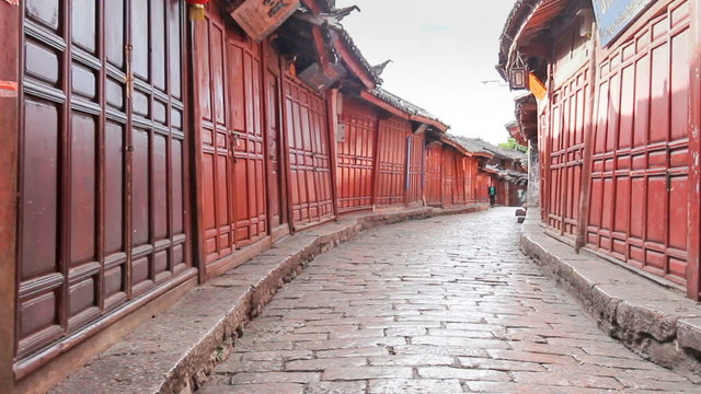 Lijiang old town streets in the morning, Yunnan China.