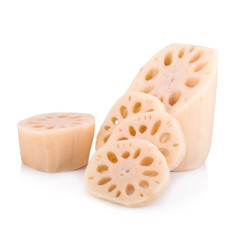 Lotus root on white background