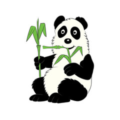 Panda illustration with a bamboo branch. The image for the child book