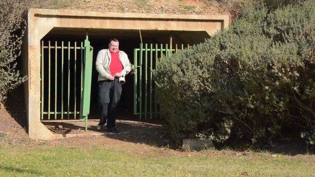 Happy man has just urinated