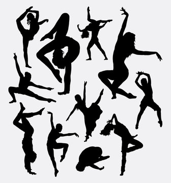 Man and women dancing pose silhouette. Good use for symbol, logo, web icon, game element, or any design you want. Easy to use.