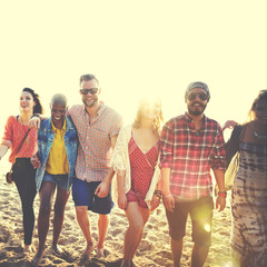 Diverse Beach Summer Friends Fun Bonding Concept