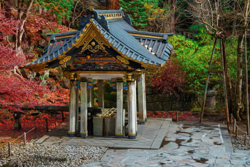 Chuzuya (or Temizuya) purification area at Taiyuinbyo  Shrine in Nikko, Japan