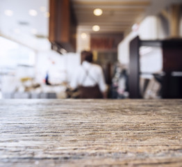 Table Top Counter Blurred Restaurant Cafe Background with People