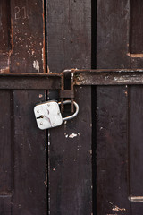 closed up the local master key on wood wall in Nepal
