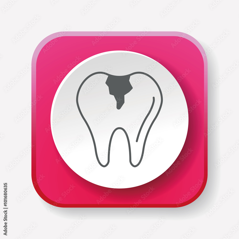 Sticker dentist tooth icon