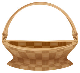Empty wicker basket with handle. Straw basket