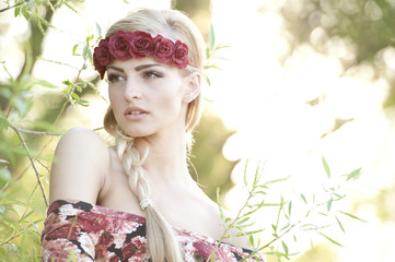 Blonde Wearing A Flower Crown