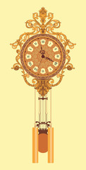 Retro chiming wall clock. Vector illustration. Eps 10