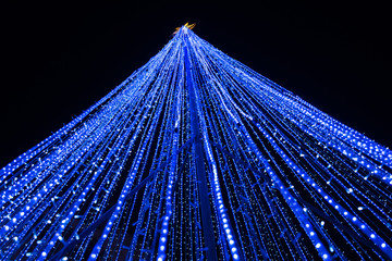 Blue led lighting effect as christmas tree