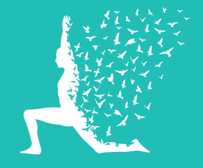 yoga day/yoga infographic with birds flying design, templates for spa center or yoga studio - vector eps10