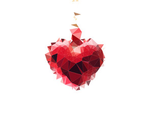Abstract polygonal red heart, Love symbol, Low-poly colorful style