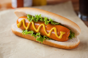 hot dog on paper for meal