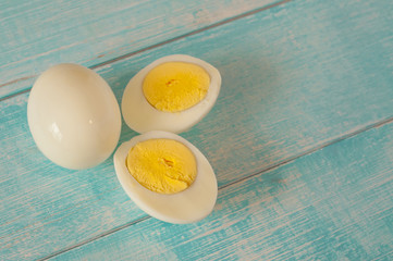 whole and sliced boiled eggs