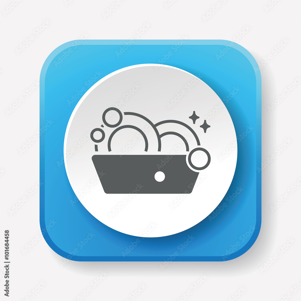 Wall mural washing dishes icon