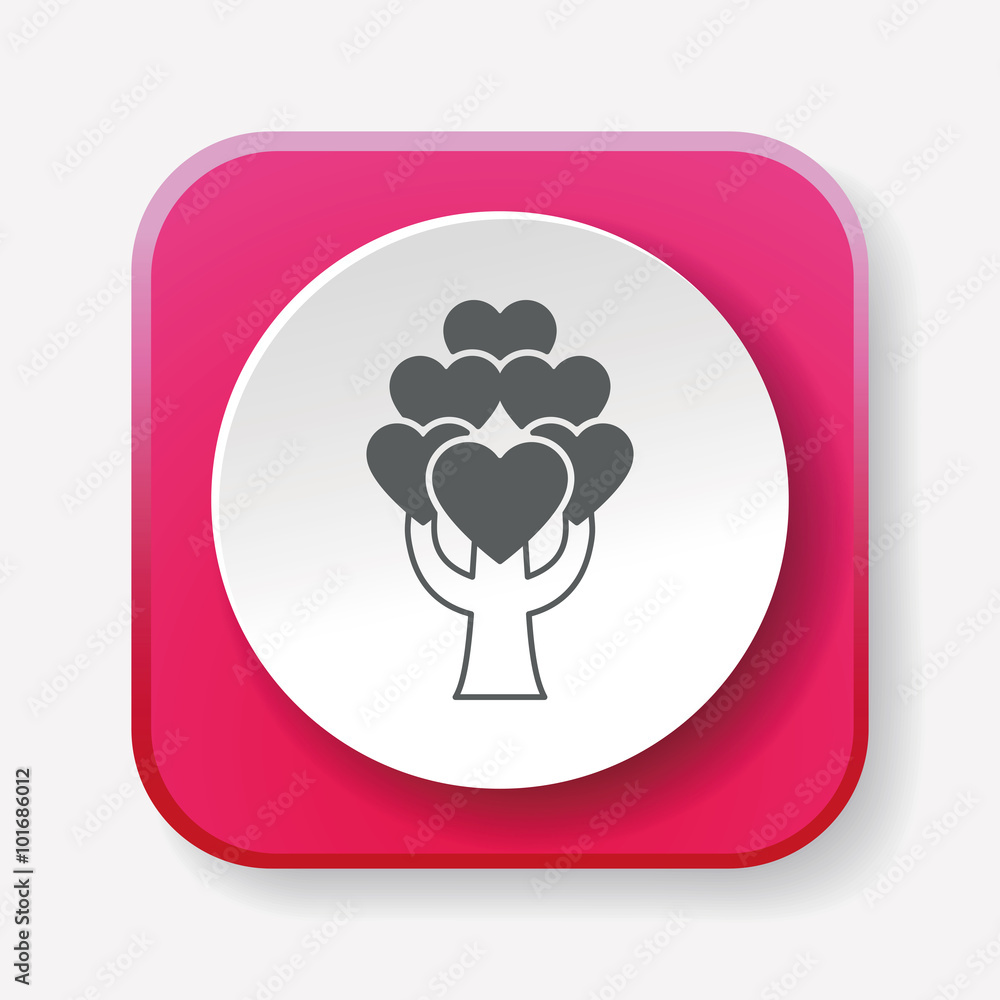 Sticker love tree icon