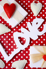 Obraz premium Valentine red polka dot overhead