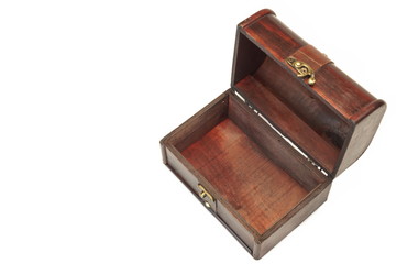 Decorative Storage Redwood Box Or Casket Top View White Isolated