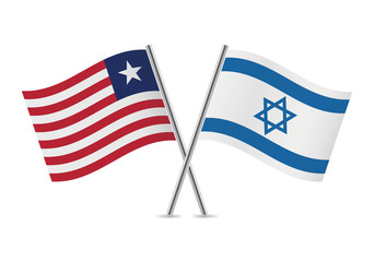 Liberian and Israeli flags. Vector illustration.