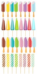 set of ice creames different type and color