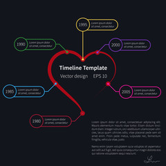 Vector timeline template with heart