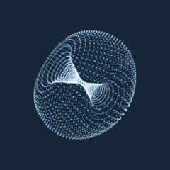Torus. The Torus Consisting of Points. Connection Structure. Torus Shape  Wireframe. 3D Grid Design. A Glowing Grid. 3D Technology Style. Network Design. Molecular lattice. Cyberspace Grid. - obrazy, fototapety, plakaty