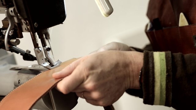 Trunk Maker at work in his luxury leather workshop