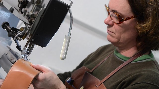 Trunk Maker at work in his luxury leather workshop