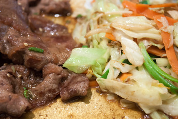 Beef with vegetables teppanyaki Japanese Cooking