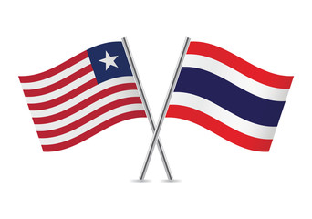 Liberian and Thailand flags. Vector illustration.
