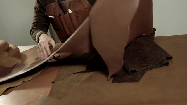 Trunk Maker at work in his luxury leather workshop