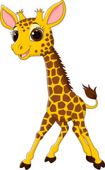 Obraz premium Cartoon funny giraffe mascot isolated on white background