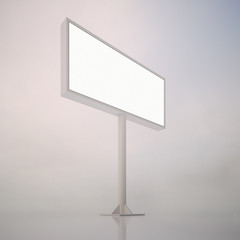 Big blank white billboard with space for your advertisement, against abstract background. Vertical. 3d render