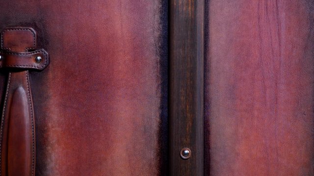 Trunk Maker at work in his luxury leather workshop