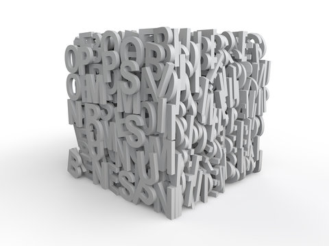 3d cube with alphabets