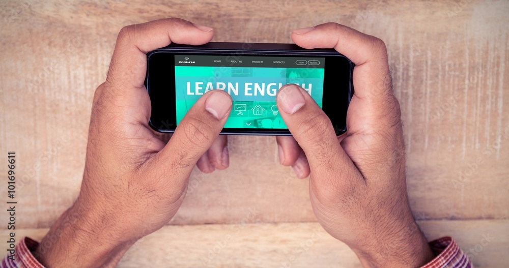 Poster composite image of learn english interface