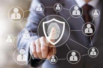 Button shield web security virus fingerprint print online business