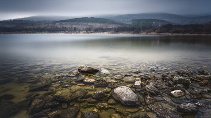 landscape in lake. Lozoya. Madrid. Spain