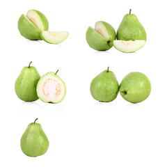collection of fresh Guava fruit  isolated on white background