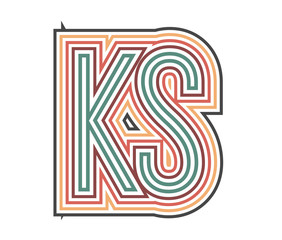 KS Retro Logo with Outline. suitable for new company. vector