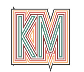 KM Retro Logo with Outline. suitable for new company. vector