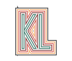 KL Retro Logo with Outline. suitable for new company. vector