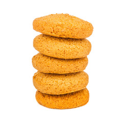 Oats biscuits on a white background.